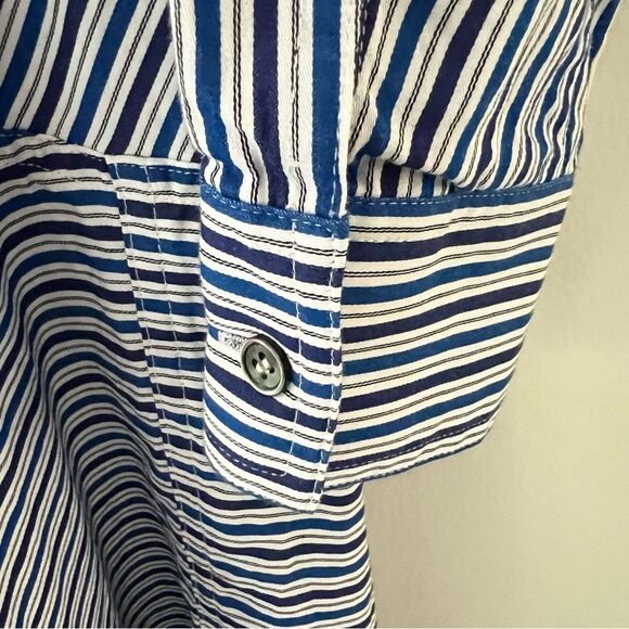 Derek Lam Shirt Dress Striped Size 6 Menswear Inspired Full Skirt Designer - Picture 5 of 12